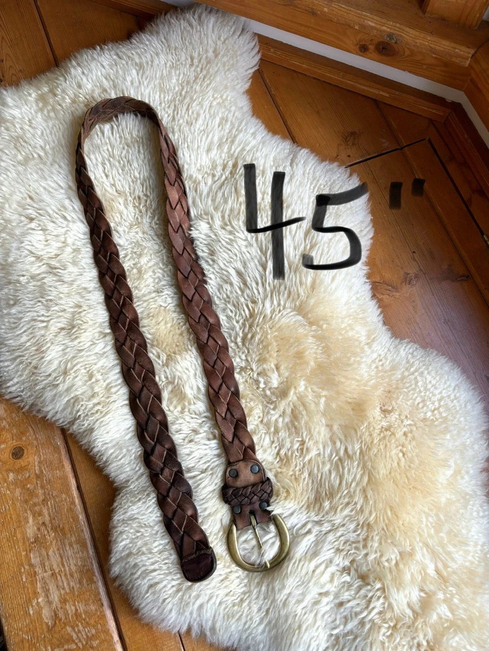Vintage Braided Leather and Brass Belt